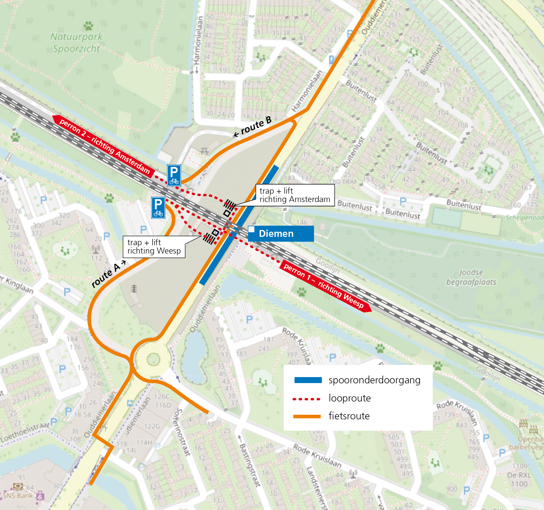DIEMEN_kaartje loop- en fietsroutes