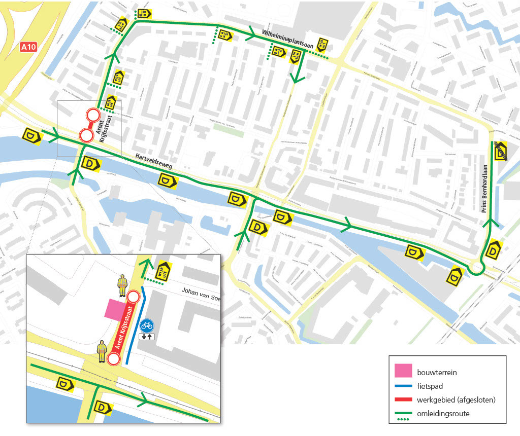 Wegafsluiting Arent Krijtsstraat kaartje