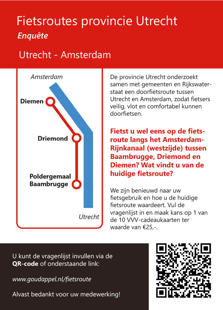 Flyer fietsroute Utrecht-Amsterdam - traject Driemond