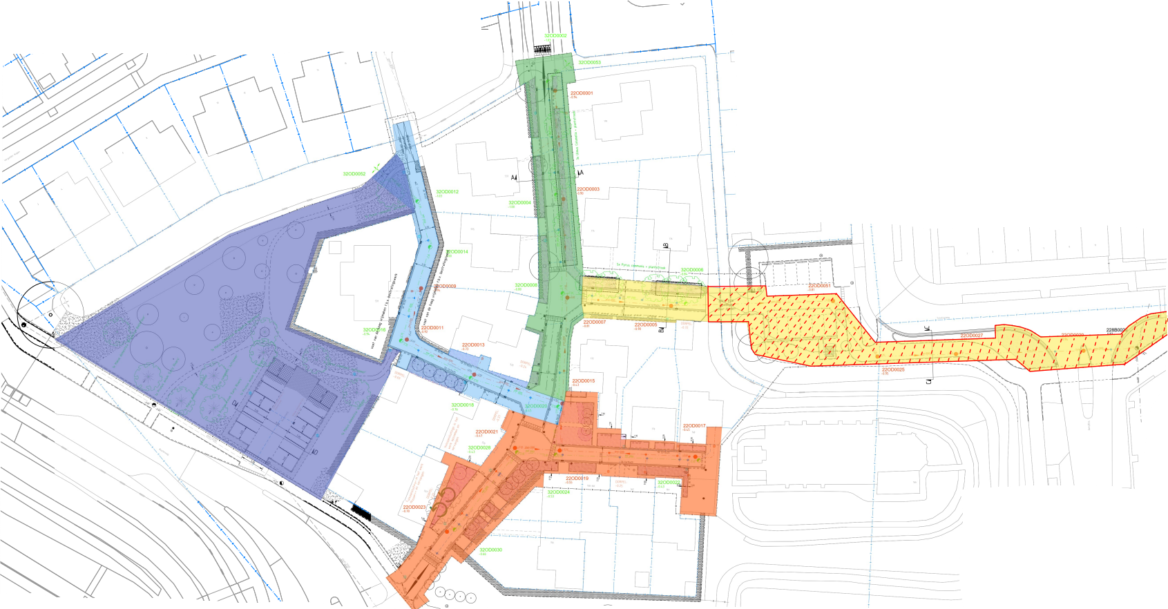 Faseringskaart Groot Onderhoud Oud Diemen. De aanduiding, locatie en planning wordt hieronder in een tabel beschreven.