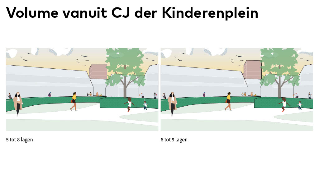 Dia 12 volume vanuit CJ der Kinderenplein op nieuwbouw Spoorzicht