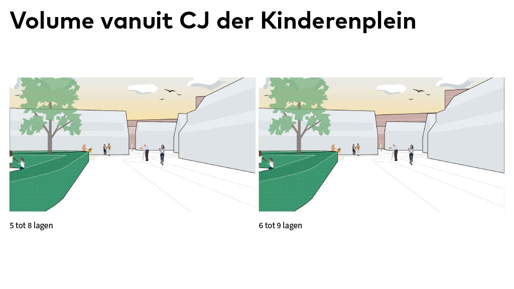 Dia 13 volume vanuit CJ der Kinderenplein op nieuwbouw Spoorzicht
