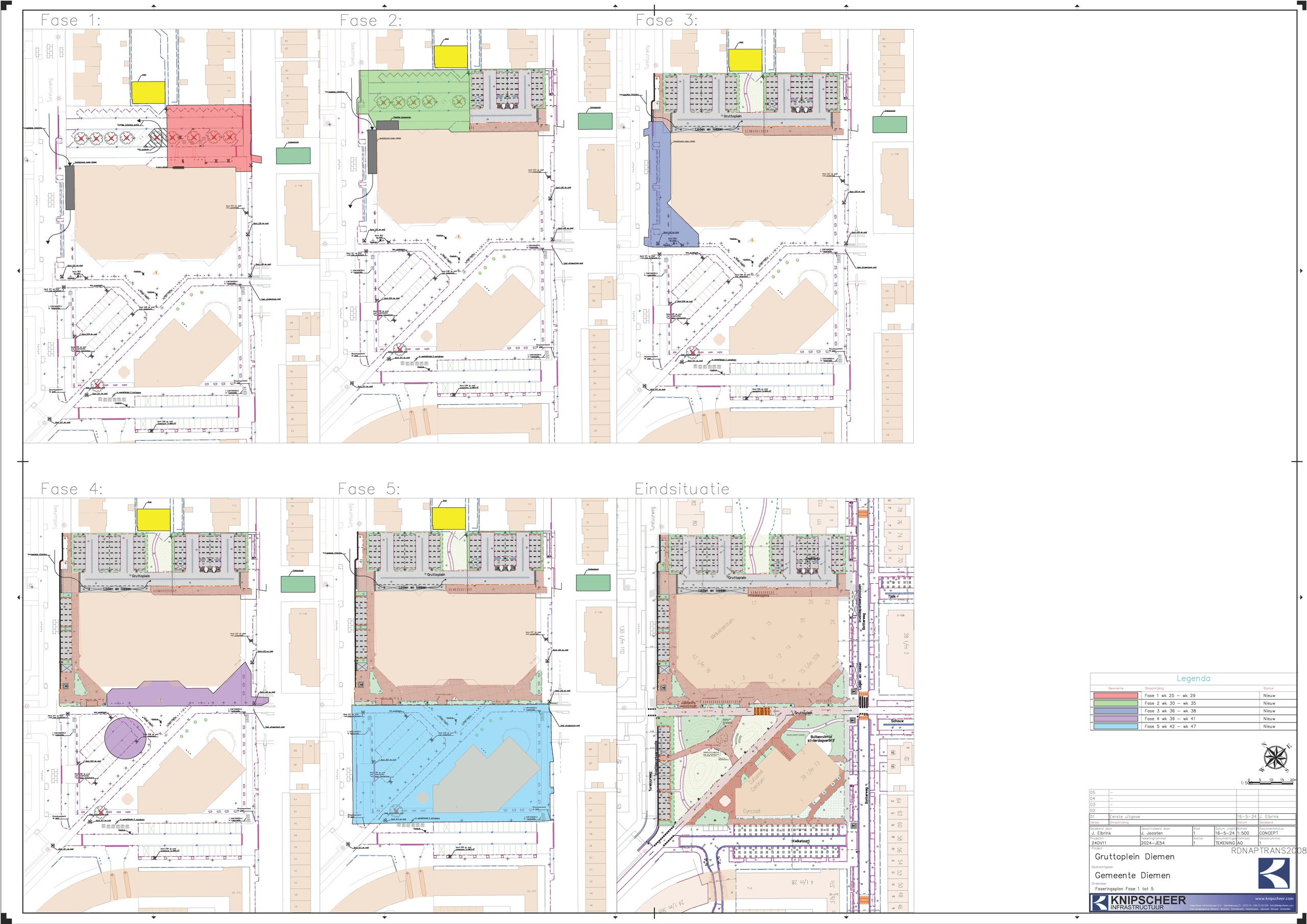 2024-JE54-Faseringstekening_Gruttoplein-Fase 1-5+eind